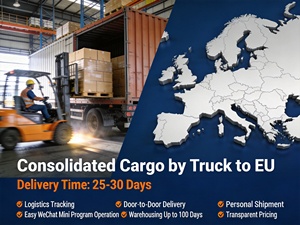 Consolidation de fret Chine-UE pour camions, services personnels et commerciaux, livraison porte-à-porte en 30-35 jours, stockage gratuit 100 jours, multi-canaux via UPS/<span class=keywords><strong>DPD</strong></span>/DHL - Product Image 1