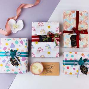 Venta al por mayor 80g Día de San Valentín cumpleaños papel de arte 43*300cm regalo de lujo embalaje personalizado rollo de papel de regalo - Product Image 2