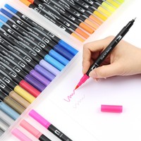 Rotuladores de Doble Punta a Base de Agua, No Tóxicos, Múltiples Colores, Pincel Suave, Kit de Dibujo Artístico, Marcadores de Acuarela para Niños, Principiantes y Estudiantes