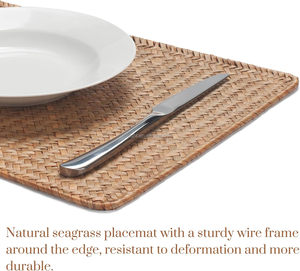 Klassische Rechteckige Gewebte Stoff-Tischsets aus Korbgeflecht & Natürlichem Seegras 43 cm x 30 cm 5 mm Dick Umweltfreundliche Esstisch-Matten - Product Image 5