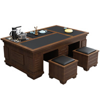 Nouvelle table basse en bois massif de style chinois avec petit tabouret, design moderne pour la maison et les salles d'exposition