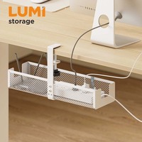 CC11-15-1 Vente en gros Panier de rangement en maille métallique pour câbles sous le bureau, fixation sans perçage par pince, organisateur de fils et rangement pour multiprises