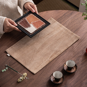 Tapete de Té de Lino y Algodón de Doble Cara, Cosido a Mano, Absorbente, Tejido, Accesorio para Ceremonia del Té, Origen Dehua - Product Image 4