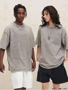 高品質300gsmカスタマイズ可能なシャツ春夏用Oネック襟洗浄通気性熟成外観特大オプション - Product Image 4