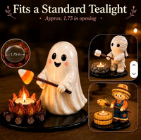 Support de bougie chauffe-plat pour feu de camp d'Halloween, veilleuse en résine à thème fantôme