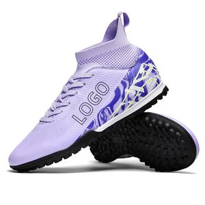 รองเท้าฟุตบอลหุ้มข้อสำหรับผู้ชายรองเท้าฟุตบอลสีดำพื้นรองเท้า TF พื้นรองเท้าฟุตบอลยางหุ้มข้อสูง - Product Image 5