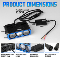 Projecteur LED universel 3 lentilles pour moto 300W, avec commutation par solénoïde, lumière de calandre de voiture, faisceau laser puissant, accessoires d'éclairage automobile