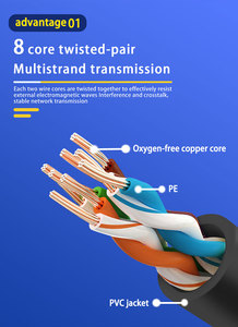 Câble Ethernet Cat5e UTP de haute qualité, 305 m, noir, rond, en cuivre, câble réseau LAN, 4 paires, 24 AWG, cuivre nu massif, pour la sécurité CCTV - Product Image 3