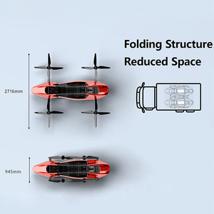 Helicóptero de Ala Rotatoria Ligero de Fibra de Carbono Rojo, Aeronave VTOL Alimentada por Batería, Equipo de Despegue y Aterrizaje Vertical, Capacidad de 90 kg - Product Image 5