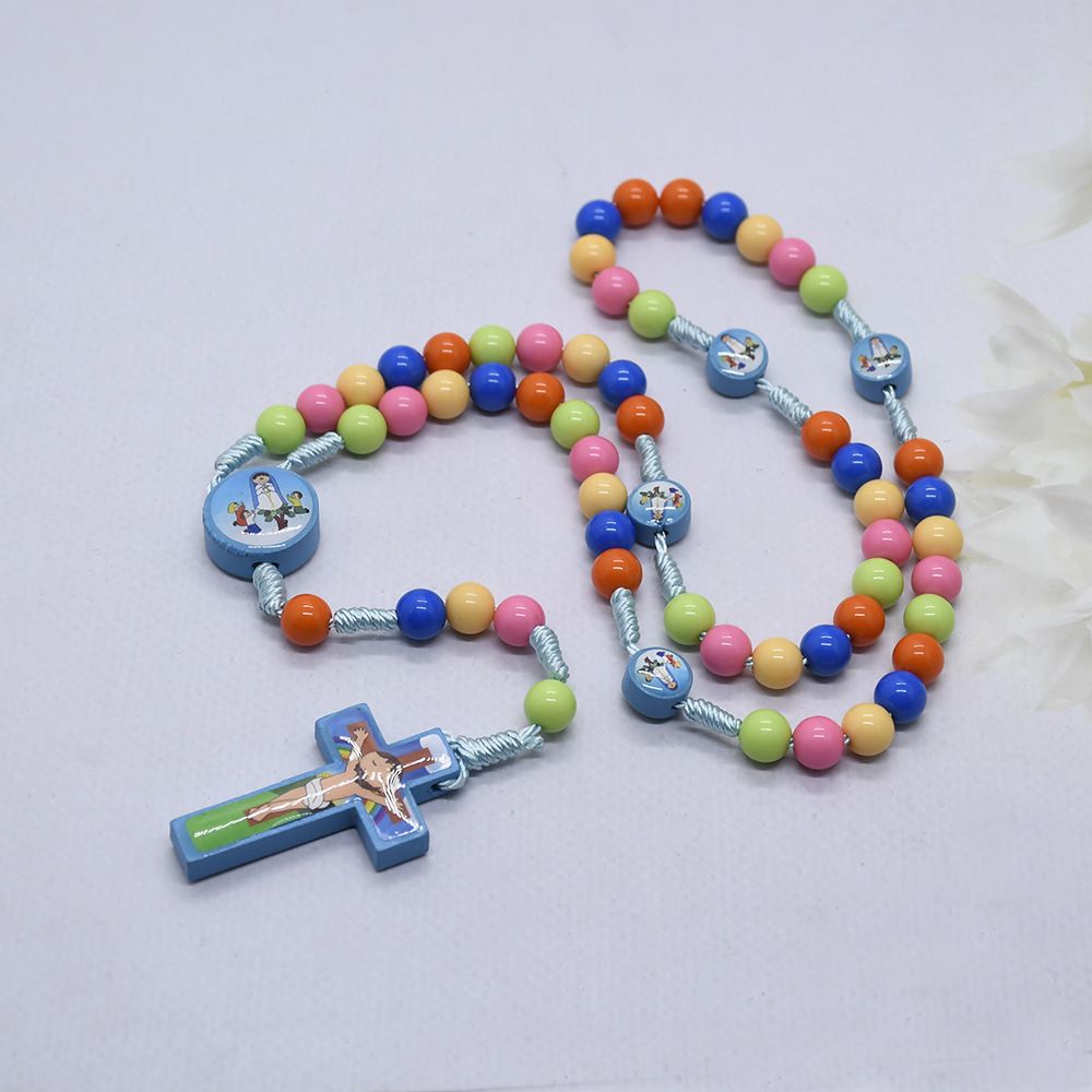 Set Da 2 Rosari Per Bambini Con Croce E Perle Acriliche Colorate, Per Crescita Spirituale