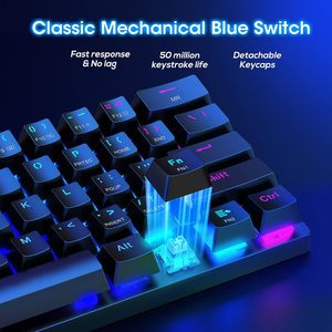 Bàn Phím Chơi Game Trắng Nhãn 60% Không Dây Mini Chơi Game Cơ Khí Bàn Phím Quang Học Chuyển Đổi Màu Đỏ Mini Chơi Game Bàn Phím Cơ Khí - Product Image 3