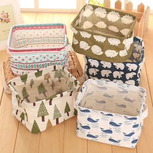 Clothing Organizer Square Storage Basket Cotton Linen Fabric Foldable <b>Wardrobe</b> Storage <b>Box</b> Multiple Patterns - Product Image 2