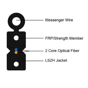 Fiber Optic 1km 2km 3km Plywood Drum Package FTTH Drop Single Mode Indoor Outdoor 2 Core Optical Cable