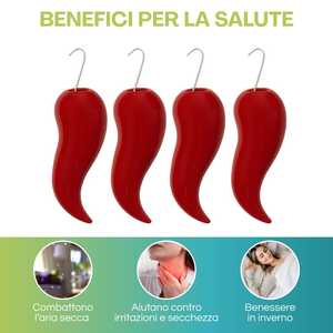 Évaporateurs d'eau en céramique rouge en forme de piment, 10,5x3,5x16cm, humidificateurs radiateur, lot de 4 - Product Image 3