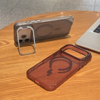 Coque transparente scintillante en PC avec support d'objectif d'appareil photo pour iPhone 18 17 16 15 14 13 Pro Max, compatible avec la recharge magnétique sans fil