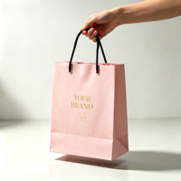 Sacs cadeaux de luxe personnalisés avec logo rose mat, laminés, en papier, avec dorure à chaud, réutilisables, imperméables et écologiques