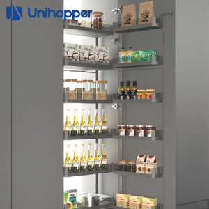 Unihopper Monster <b>Tall</b> <b>Cabinet</b> Pull Out Basket Dream Series Damping Storage Multi Layer Aluminum Alloy Tempered Glass - Product Image 2
