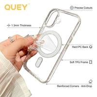 Funda Magnética Transparente Antigolpes de TPU y PC de 1.3mm para 17 Pro Max con Acabado Electrochapado, Diseño de Color Puro y Logotipo Personalizado (OEM)