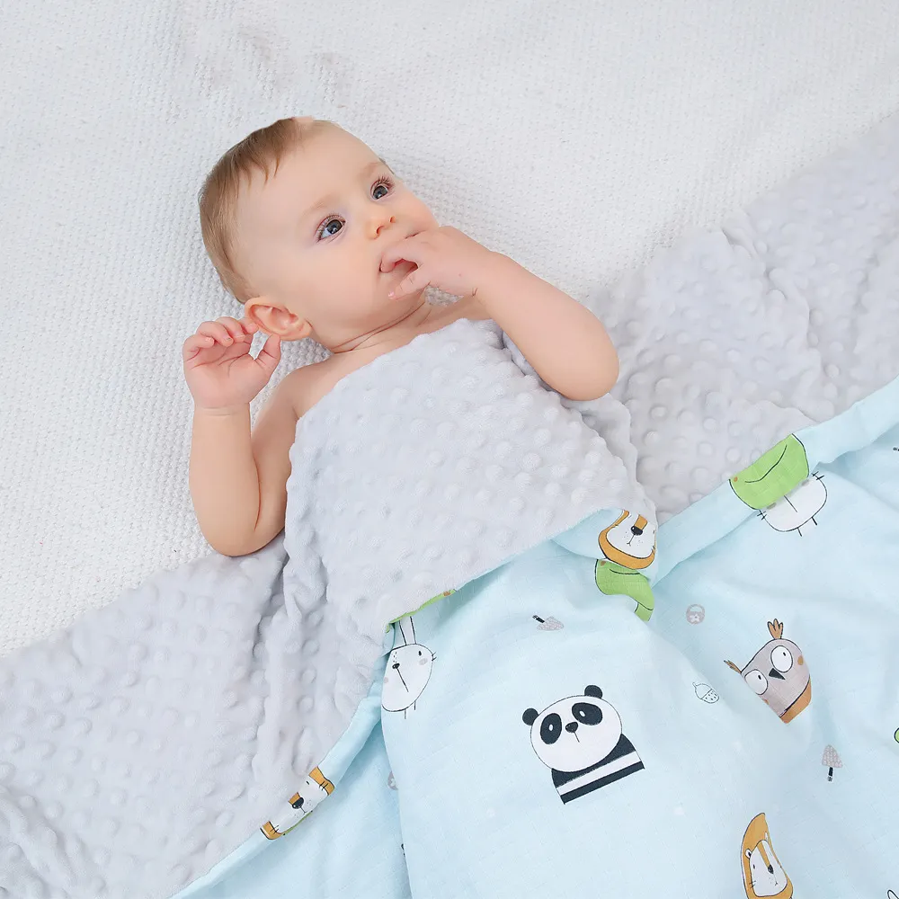 100% algodão macio recém-nascido suavizante, ponto quente cobertor do bebê minky para o bebê