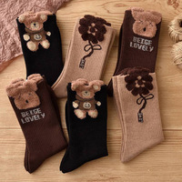 Chaussettes longues pour femmes avec motif d'ours 3D mignon |   Chaussettes fantaisie de dessin animé pour l'automne et l'hiver