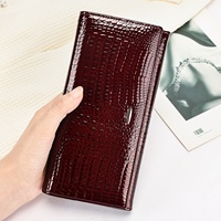 Portefeuille pour femme en cuir véritable, nouveau style printemps, longue pochette, sac à main tendance, petit sac, motif crocodile, simplicité urbaine