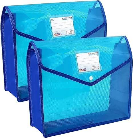 Blue Snap Button Closure Large Waterproof Accordion File Pouch