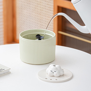 Fontaine à eau pour chat, fonction de circulation automatique et de chauffage, grand bol pour chats, vert clair - Product Image 2