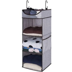 3 Layer <b>Wardrobe</b> Space Saving Non-woven Fabric Organizer With Side Pockets Clothes Hanging Closet Storage Organizer - Product Image 1