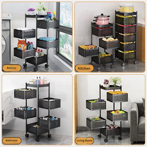 Chariot de Rangement Rotatif Multicouche OEM avec Paniers pour Légumes et Fruits, Étagère de <span class=keywords><strong>Cuisine</strong></span> pour Maison, Bureau, <span class=keywords><strong>Salon</strong></span> - Product Image 2