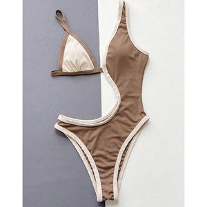 Traje de baño de diseño hueco con borde En contraste, traje de baño de una pieza con tirantes, ropa de <span class=keywords><strong>playa</strong></span>, Mini Micro Bikini para adultos, fabricante de monokini personalizado - Product Image 1