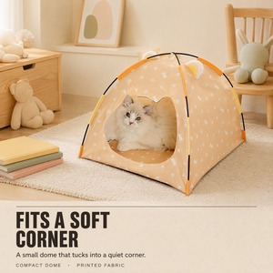 Tente-niche pliable pour animaux de compagnie, maison d'intérieur pour chats, chiots, lapins, coussin lavable, lit de couchage pour petits animaux, enclos - Product Image 1