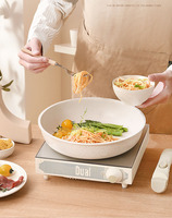 11Pcs Set Peralatan Masak Modern Berbahan Logam Ramah Lingkungan Anti Lengket Warna Putih Granit Siap Pakai Induksi