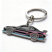 Porte-clés en alliage de zinc antique personnalisés en gros, émail souple, pour boutiques de souvenirs, salons professionnels, cadeaux d'affaires, porte-clés de voiture JDM