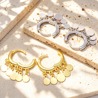 Nouveaux arrivages de bijoux fins en argent sterling 925, magnifiques boucles d'oreilles pendantes en forme de disque, plaquées or rhodié, pour femmes