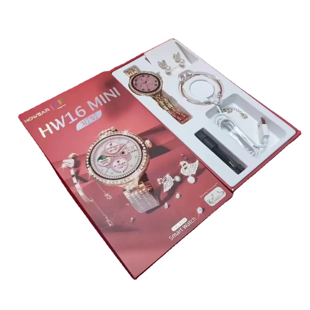 HW16 mini orologio da donna alla moda smart watch da 1.27 pollici Chat rotonda GPT NFC BT call cardiofrequenza orologi da donna smartwatch HW16mini