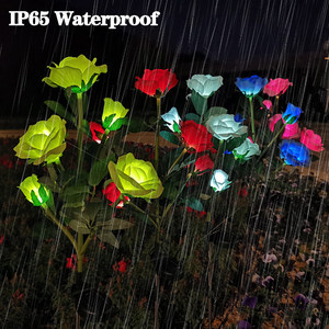 Lumières solaires de piquet de fleur de rose lampe de pelouse de jardin extérieure décorative à énergie solaire