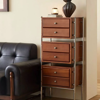 Armoire de rangement rétro en bois massif Tiroirs muraux pour salon chambre ou canapé Meubles de rangement décoratifs latéraux