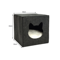 Maison pour chat en feutre polyester avec entrée en forme d'oreilles de chat, lit-caverne confortable pour animaux de compagnie, abri pliable pour chats et chatons