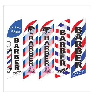 2023 nuovo prodotto popolare poliestere bordo strada giardino annuncio pubblicità personalizzata all'aperto personalizzato barbiere piuma bandiera Banner Stand