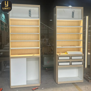 <span class=keywords><strong>Led</strong></span> bằng gỗ khung quang học hiển thị tủ kính quang học Wall Mount kính hiển thị kệ - Product Image 4