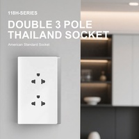 Enchufe de pared doble para enchufes filipinos vietnamitas tailandeses PC sin marco montado al ras Salida doble blanca con margen intercambiable