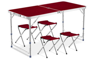 Mesa de Comedor Plegable Moderna de 4 pies, Mesa Portátil para Camping y Picnic, Marco Ligero de Aleación de Aluminio, Fácil de Plegar, Ahorra Espacio - Product Image 4