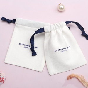Eco-Friendly <b>Small</b> <b>White</b> Cotton Canvas Jewelry Pouch Custom Logo Printing Comb Perfume Cosmetic Packing Gift Cotton Dust <b>Bag</b> - Product Image 4