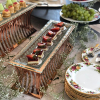 Présentoir de Buffet de Luxe en Acier Inoxydable Or Rose XINGPAI pour Hôtels – Support à Gâteaux et Desserts, Rehausseurs Alimentaires pour Buffet
