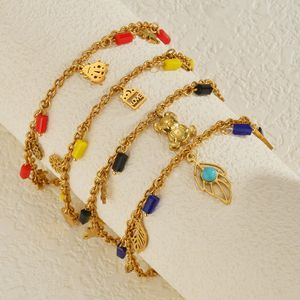 Bracelets Y2k Plaqué Or 18k Petit Ours Cristal Acier Inoxydable Bracelet Femme Pendentif Bijoux - Product Image 2