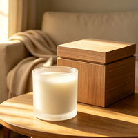 Pot à bougie en verre blanc simple avec couvercle et boîte, style tendance, prix compétitif, 7oz, 10oz, 12oz, 14oz