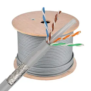 كابل LAN من النحاس النقي cat6a لإنترنت الإيثيرنت عالي السرعة 23AWG cat6 1000 قدم 305 متر صندوق SFTP داخلي وخارجي