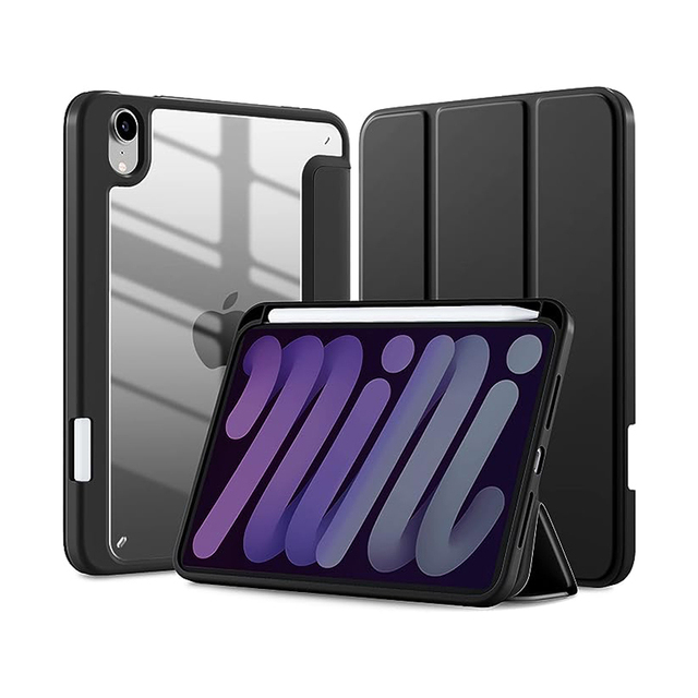 Luxury Hybrid Slim TPU Case for iPad Mini 6 Generation 8.3 Inch Simple Clear Back Shell Auto Wake/Sleep Feature Pencil Holder PU