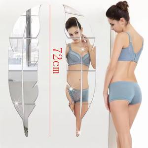 <span class=keywords><strong>Grand</strong></span> autocollant mural miroir en forme de plume pour salon Art décor à la maison acrylique étanche autocollant autocollant abstrait décoration murale cadeau - Product Image 6