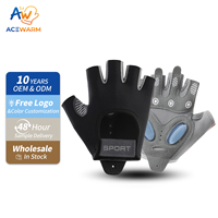 Gants de fitness unisexes AceWarm KS-09, demi-doigts, avec coussinets en gel, en polyester, anti-chocs, antidérapants, compatibles avec les écrans tactiles
